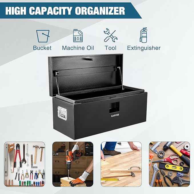 Garvee Black Steel Truck Bed Tool Box, Trailer Tongue Box, Truck Storage Organizer Tool Chest For Truck Bed, RV, Trailer (Black-36)