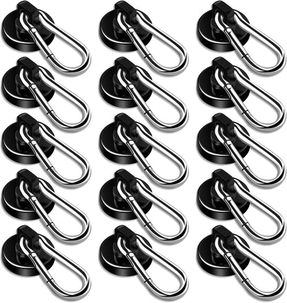 DIYMAG Black Magnetic Hooks,70LBS Strong Heavy Duty Neodymium Magnet Magnetics Hook for Hanging at Home, Office Locker, Workplace, Refrigerator, Cruise Ship or Travel, 15Pack