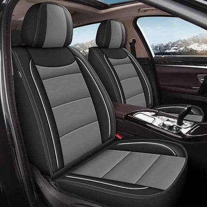 YORKNEIC 2 Front Seat Covers Fit for Chevrolet Chevy Cobalt 2005-2010: Leather Car Seat Covers - Waterproof Car Seat Protector Compatible Airbag (Black & Grey)