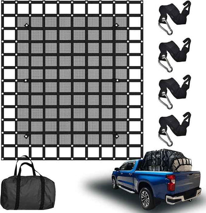 96” x 81“ Heavy Duty Cargo Net with Mesh, Truck Bed Net with J Hooks Accessories, 1500lbs Load Bearing Capacity, Truck Bed Cargo Net Organizer for Pickup Trucks (8' x 6.7')