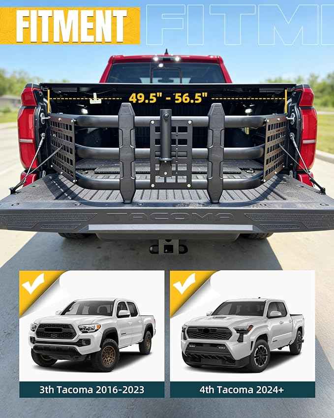 Truck Bed Extender Fit for Toyota Tacoma 2016-2026, Upgraded Tailgate Extender with MOLLE Panel and Flag Pole Mount