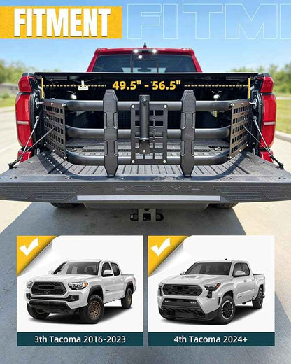 Truck Bed Extender Fit for Toyota Tacoma 2016-2026, Upgraded Tailgate Extender with MOLLE Panel and Flag Pole Mount