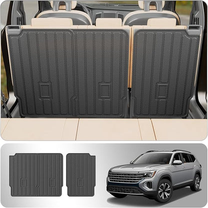 Kick Mat Compatible with 2018-2025 2026 Volkswagen Atlas (NOT for Cross Sport) Trunk Mat Trunk Liner Cargo Liner Cargo Mat Back Seat Cover 2024 VW Atlas Accessories (2nd Row Backrest Mat)