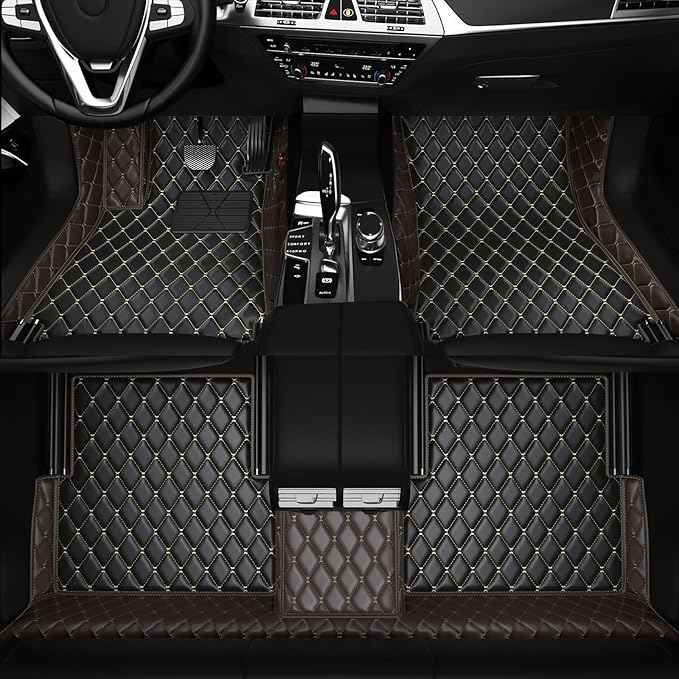 Customized Personalized car Floor MATS Luxury Full-Body car Floor mats are Suitable for 99% of Vehicle Models (Pickup Trucks/SUVs/sedans) and Offer Personalized Text Customization (Brown2)