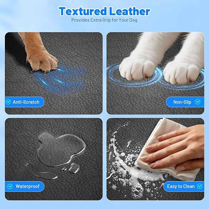 Dog Car Seat Cover for Back Seat with Hard Bottom, PU Leather Back Seat Extender for Dogs,Dog Hammock Bed for Cars, SUVs, Pet Seat Cover for Back Seat Holds 400lbs with Mesh Window & Pocket