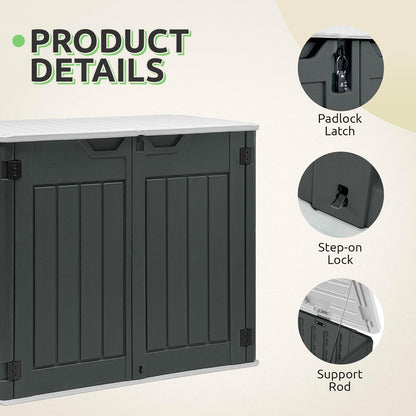 GOOBED 4.5x4ft Outdoor Horizontal Resin Storage Shed, 47 cuft Large Waterproof Tool Shed, No Shelf Included, Lockable, Easy Assembly (Dark Gray)