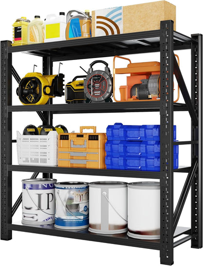 5000LBS Garage Shelving 59" W Garage Shelving Heavy Duty 4-Tier Metal Storage Shelves Adjustable Shelf Unit Storage Rack for Basement Supermarket Warehouse 59.1Wx19.7Dx78.8H Black