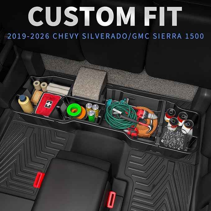 oEdRo Upgraded Under Seat Storage Box Fit with 2019-2026 Chevy Silverado/GMC Sierra 1500, 2020-2026 Silverado/Sierra 2500HD 3500HD Double Cab & Crew Cab, 2-in-1 Underseat Storage Black Tool Box