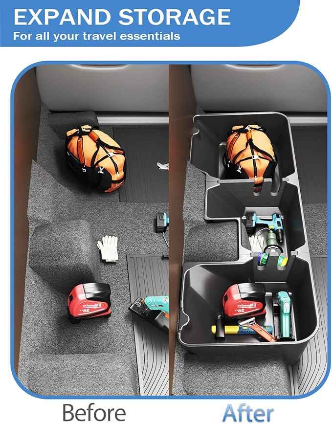 FengYu Under Seat Storage Box - Compatible with 2019-2026 Dodge Ram 1500 Crew Cab (New Body Style),Heavy-Duty Truck Organizer Under Back Seat Organizer Box