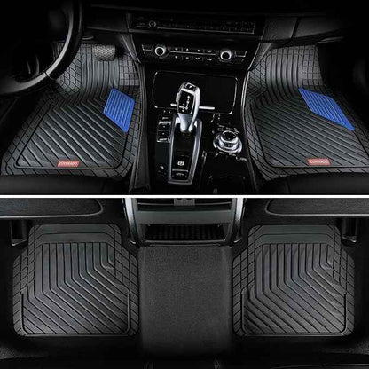 Coverado Car Floor Mats Full Set – Heavy-Duty PVC Floor Mats with Metallic Heel Pad, All-Weather Protection for Front & Rear, Non-Slip Backing, Easy-Clean Interior Liners，Blue