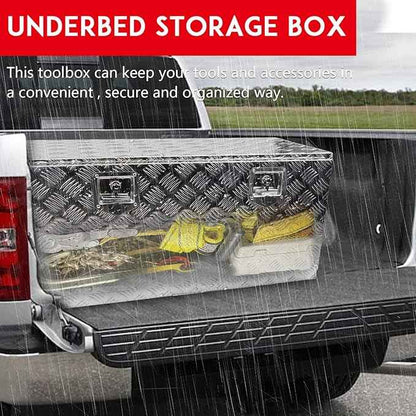 36" x 18" x 18" Truck Tool Box Pickup Truck Bed Toolbox Heavy Duty Aluminum Underbody Truck Box Compatible With RV Trailers Storage Organizer with Lock & Keys Silver