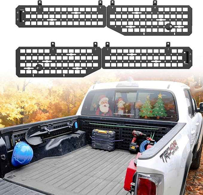 Side Bed MOLLE Panel Fit for 2016-2023 Toyota Tacoma 5FT Bed, Heavy-Duty Aluminum Truck Storage Organizer System for Camping, No-Drill Installation Truck Bed Organizer Accessories