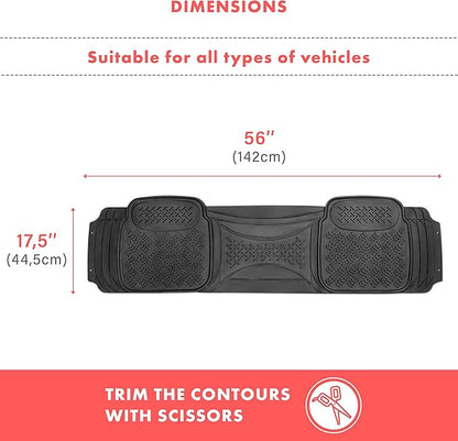 Heavy Duty Black Rubber Car Floor Mat by Vaygway –Automotive Rear Universal 1 Piece Runner Mat -Trimmable Rubber Liner Rug– Back Seat Liner – All Weather Protection for Car, Truck Van SUV