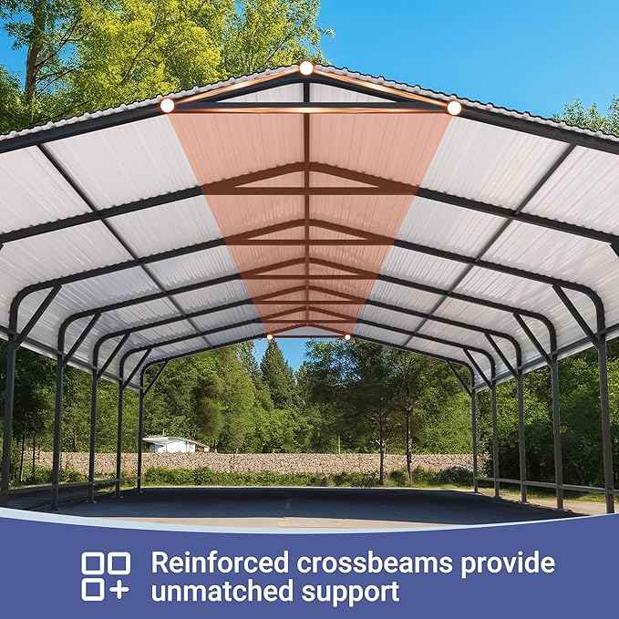 Polar Aurora 20x30 FT Metal Carport, Car Port with Heavy Duty Carport Canopy, Reinforced Base and Upgraded Support Framework, Garage Shelter for Cars, Boats and Trucks