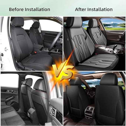 YORKNEIC Fit for GMC Terrain Seat Covers Full Set 2010-2025 2026: 5 Full Set Waterproof Leather Car Seat Covers Protector (5 Full Set, Black & Grey)