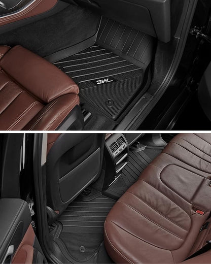 3W Floor Mats Fit for BMW X7 6 Seats 2019-2025 2026, M50i M60i xDrive40i xDrive50i, TPE All Weather Custom Fit Floor Liner, 76 Passengers 1st & 2nd Row, Full Set Car Liners Black