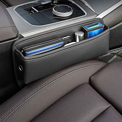 Car Seat Gap Filler Organizer for Tesla Model X(5seats) 2015-2023, Seat Storage Box Leather Bag Fill The Gap Car Accessories,Black