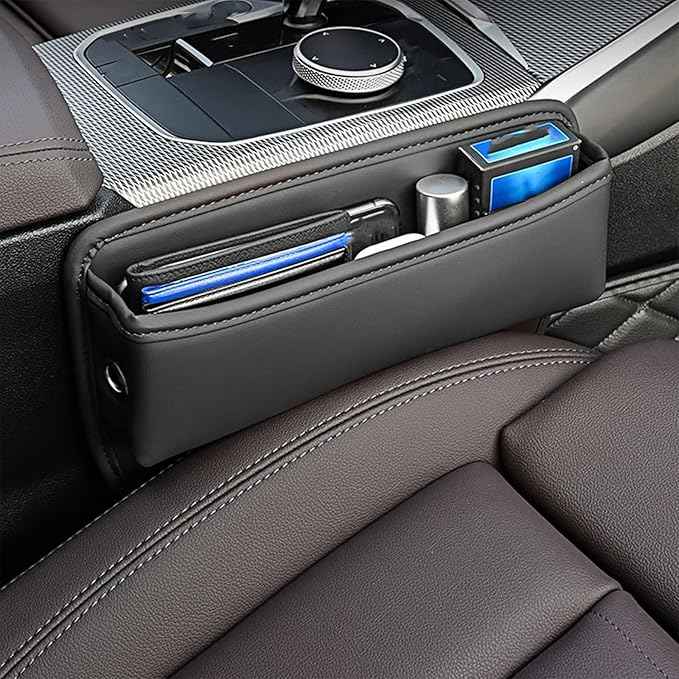 Car Seat Gap Filler Organizer for Tesla Model Y 2021 2022 2023, Seat Storage Box Leather Bag Fill The Gap Car Accessories,Red