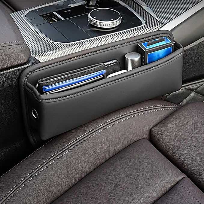 Car Seat Gap Filler Organizer for Tesla Model X(7seats) 2015-2023, Seat Storage Box Leather Bag Fill The Gap Car Accessories,Red