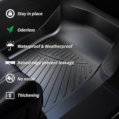2 Rows Floor Mats for 2020-2024 2025 Ford Explorer Passenger Models,TPE All Weather Protection Car Floor Liners Accessories | Front & Second Row, 3-Pc