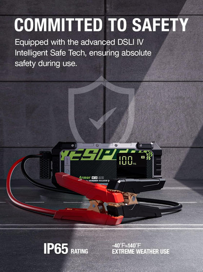 YESPER Car Jump Starter, 3000A Peak Portable Jump Starter with Pre-Heat Tech(-40°F~140°F) 12V Car Charger Jump Starter(10.0L Gas/8.0L Diesel, 60 Times) Jumper Box with PD100W