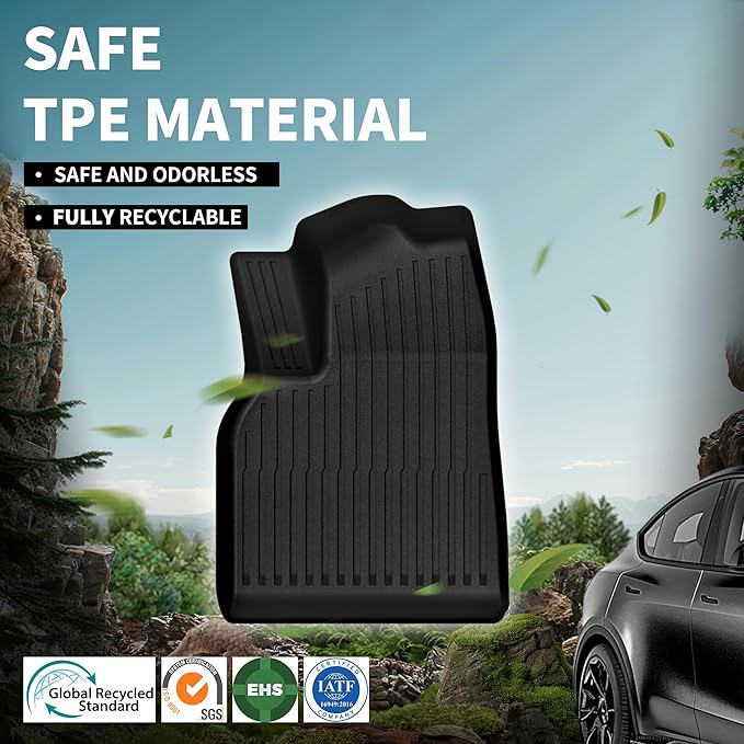 OEDRO Tesla Model Y Juniper Floor Mats 2025 2026 Custom Fit All-Weather TPE Model Y Juniper Back Seat Protector, Cargo Liner, Trunk & Interior Model Y Accessories