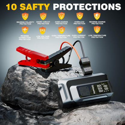 7-in-1 Jump Starter 4500A Car Jumper Starter Portable with 150PSI Tire Inflator, Battery Jumper Starter Portable Air Compressor, Flashlight, Power Bank