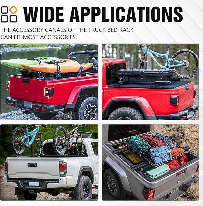 Adjustable Truck Bed Racks Compatible with Tacoma/Silverado/Sierra/Ram/Tundra/Titan/Frontier/Colorado/Canyon/Ford F-Series/JT/Ranger/Maverick, Universal Cargo Cross Bar