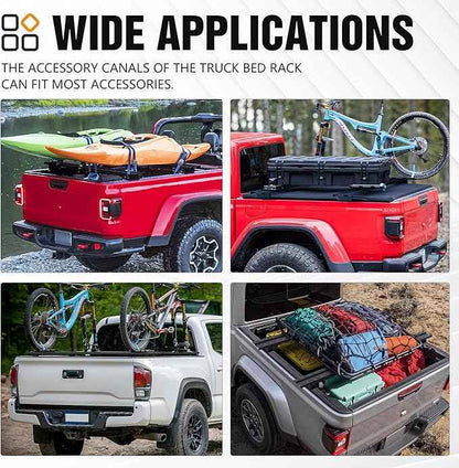 Adjustable Truck Bed Racks Compatible with Tacoma/Silverado/Sierra/Ram/Tundra/Titan/Frontier/Colorado/Canyon/Ford F-Series/JT/Ranger/Maverick, Universal Cargo Cross Bar