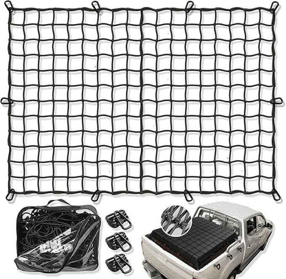 Highly Elastic Cargo Net for Pickup Truck Bed-4' x 6' Stretches to 8' x 12',5mm Small Mesh Latex Bungee Net Cargo Netting- Truck Bed Net Suitable for Daily Light Loads of Trucks