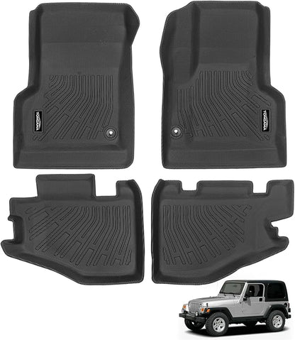 Tongama-Floor Mats for 1997-2006 Jeep Wrangler TJ, All Weather TPE Floor Liners Protectors for Jeep Wrangler TJ Interior Accessories