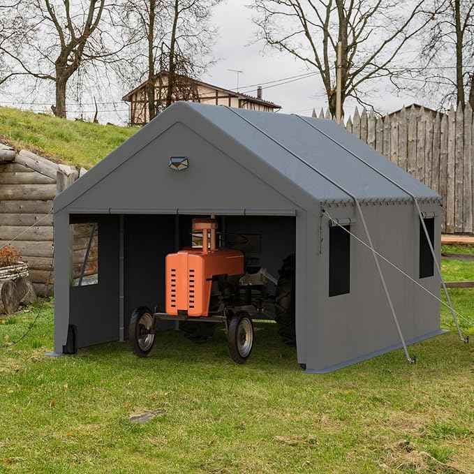Carports Canopy Heavy Duty, Portable Garage with Sidewalls (10x20, Grey)