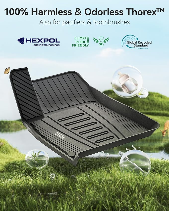 3W 2017-2024 2025 Audi Q7/SQ7 Floor Mats & 2019-2024 2025 Audi Q8 Car Mats, 4M All Weather TPE Accessories Custom Fit Floor Liner, 1st & 2nd Row Full Set（not for Q8 E-tron