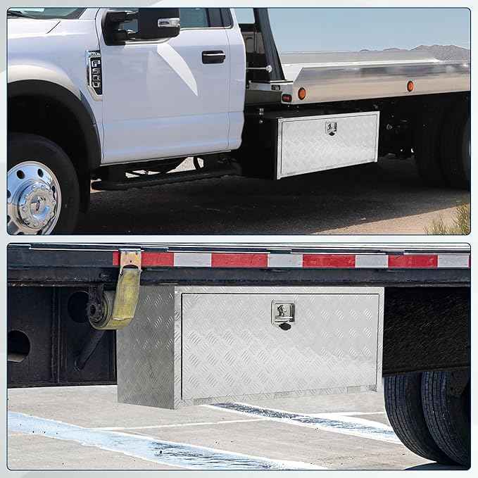Trailer Tongue Box, Heavy Duty Storage With Lock and Keys, Utility Truck Tool Box Storage Organizer, Tool Chest for Pickup Truck Bed, RV, 24"x18"x18" (24"x18"x18"- Sliver)