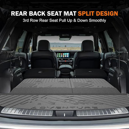 KUST Floor Mats Set for 2026 Hyundai Palisade 7/8 Seats (Gas Only), All Weather Floor Liners & Rear Trunk Mat & Backrest Mat for Palisade Accessories TPE Rubber Car Mats High Edge