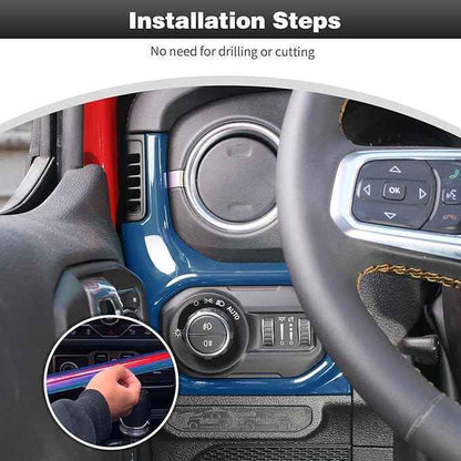 CheroCar for JL Center Console Headlight Air Conditioning Control Panel & Co-Pilot Handle Panel Interior Accessories fit for Jeep Wrangler JL JLU 2024+,Blue