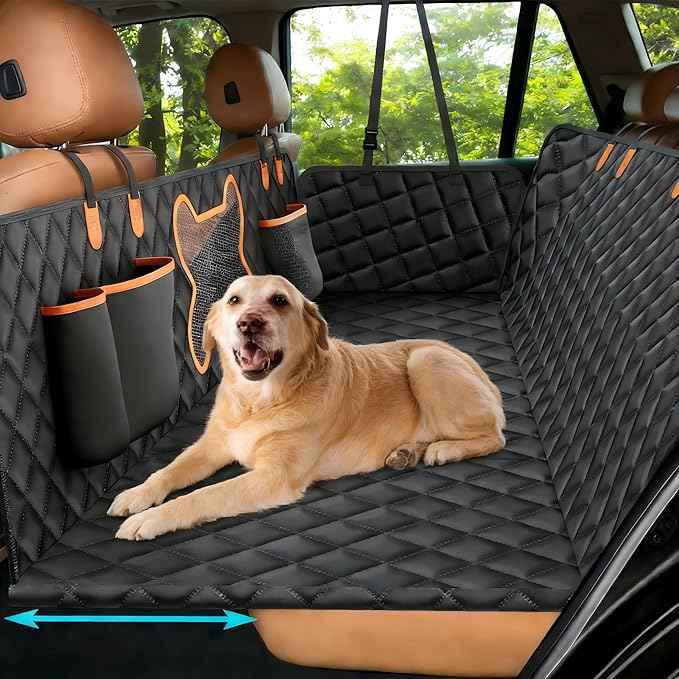 Back Seat Extender for Dogs, Large Space, Hard Bottom Car Seat Cover, Waterproof Back Seat Pet Cover, Dog Hammock for Car, Backseat Protector for Car SUV