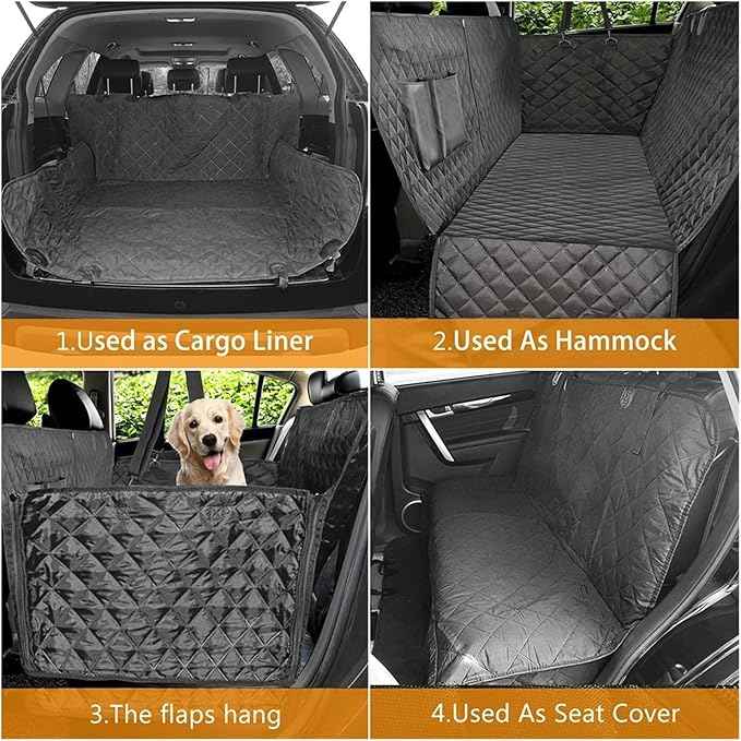 Dog Car Seat Cover Waterproof Dog Car Accessories Pet Dog Carrier Car Hammock Cushion Protector Travel Rear Back Seat Mat(X-Large (162x153cm))