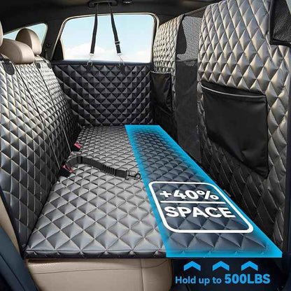 High Barrier Dog Car Seat Cover,Waterproof Back Seat Extender for Dogs,Car Seat Protector,Hard Bottom Holds 500 lbs,600D Nonslip Dog Hammock,Pet Bed for Cars,SUVs, Small Trucks