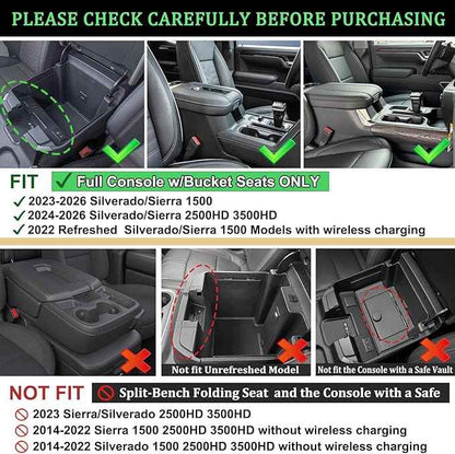 PIMCAR Center Console Organizer for 23-26 Chevy Silverado/GMC Sierra 1500, 2024-2026 Silverado/Sierra 2500HD 3500HD, 22-26 Silverado/Sierra 1500 Refreshed Models (Full Console w/Bucket Seats ONLY)