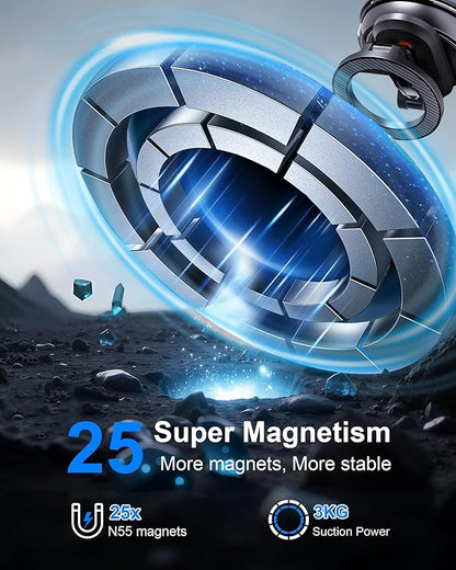2-IN-1 Car Phone Holder for Magsafe【28 Strong Magnets】Magnetic Phone Holder for Car Phone Mount【360°】Phone Holders for Your Car Accessories for Women Men for iPhone 17 Pro Max 16 15 14 13 12 Air Plus