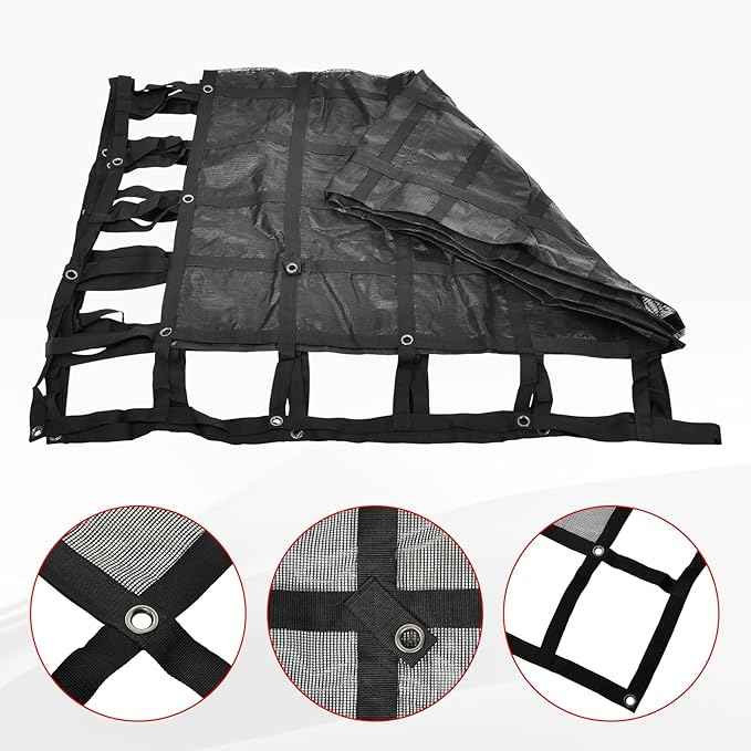 Heavy Duty 126" x 174" Truck Bed Cargo Net with Adjustable Cam Buckles & S-Hooks & Cross Strap,10.5' x 14.5' Cargo Net with 1500LBS Capacity for Pickup Truck Bed Trailer SUV Jeeps