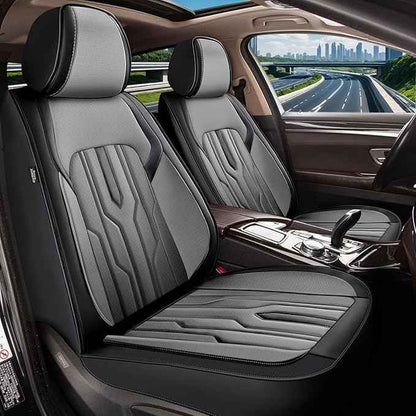 YORKNEIC Fit for Cadillac STS Seat Covers Full Set 2005-2011: 5 Seats Waterproof Leather Car Seat Covers Protector (5 Full Seat, Black & Grey)