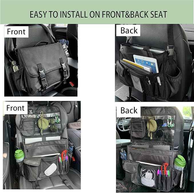 Car Front Seat Organizer for Law Enforcement – Portable Passenger Seat Storage with Laptop & Tablet Holder, Stabilizing Straps, and Car Office Organizer for Trucks, Black