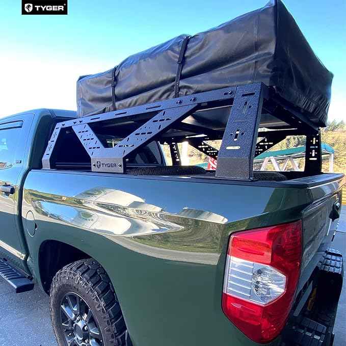 Tyger Auto Plate Style Overland Bed Rack for Full-Size Pickup Trucks | Compatible with Ram 1500 & HD, Ford F-Series, Silverado, Sierra, Titan & XD (see image for size chart) | TG-BK2U55637, Black