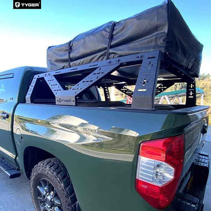 Tyger Auto Plate Style Overland Bed Rack for Full-Size Pickup Trucks | Compatible with Ram 1500 & HD, Ford F-Series, Silverado, Sierra, Titan & XD (see image for size chart) | TG-BK2U55637, Black