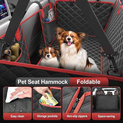 2-Layer Dog Car Seat Cover for Back Seat, Hard Bottom Car Seat Protector for Large Dogs, Anti Scratch Backseat Extender, Waterproof Hammock in Car, for Car/SUV/Small Truck