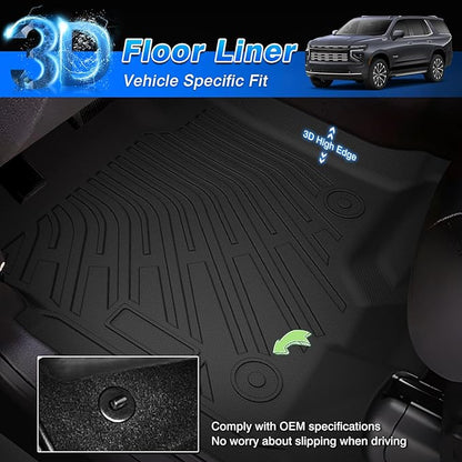 Cartist Floor Mats & Cargo Liner Fit for 2007-2014 Chevy Tahoe 8 Seats (Not for Hybrid) & GMC Yukon All Weather Cargo Liners Carpet Protection