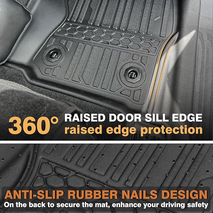 TripleAliners for Tacoma 2024 2025 | Floor Mats First Row ONLY | for Double Cab & Access Cab All Weather Liners Compatible with 2024+ Toyota Tacoma Accessories (Fit Auto Trans), 2PC