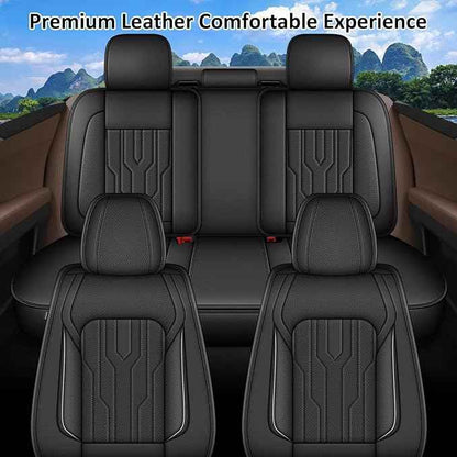 YORKNEIC Fit for Buick Lacrosse Seat Covers Full Set 2008-2019: 5 Seats Waterproof Leather Car Seat Covers Protector (2 Row 5 Seat, Black)